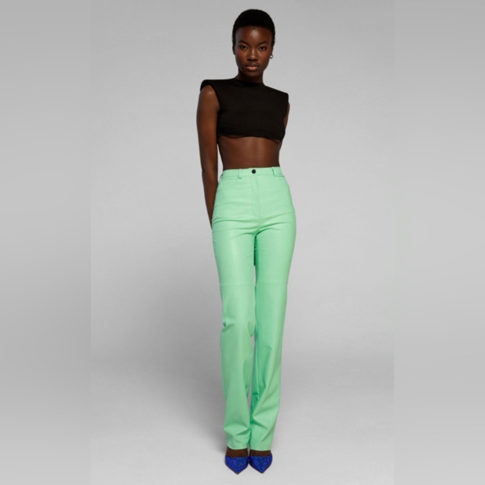 NWT CULTNAKED- Killa Faux Leather Trousers in Green. Size M.